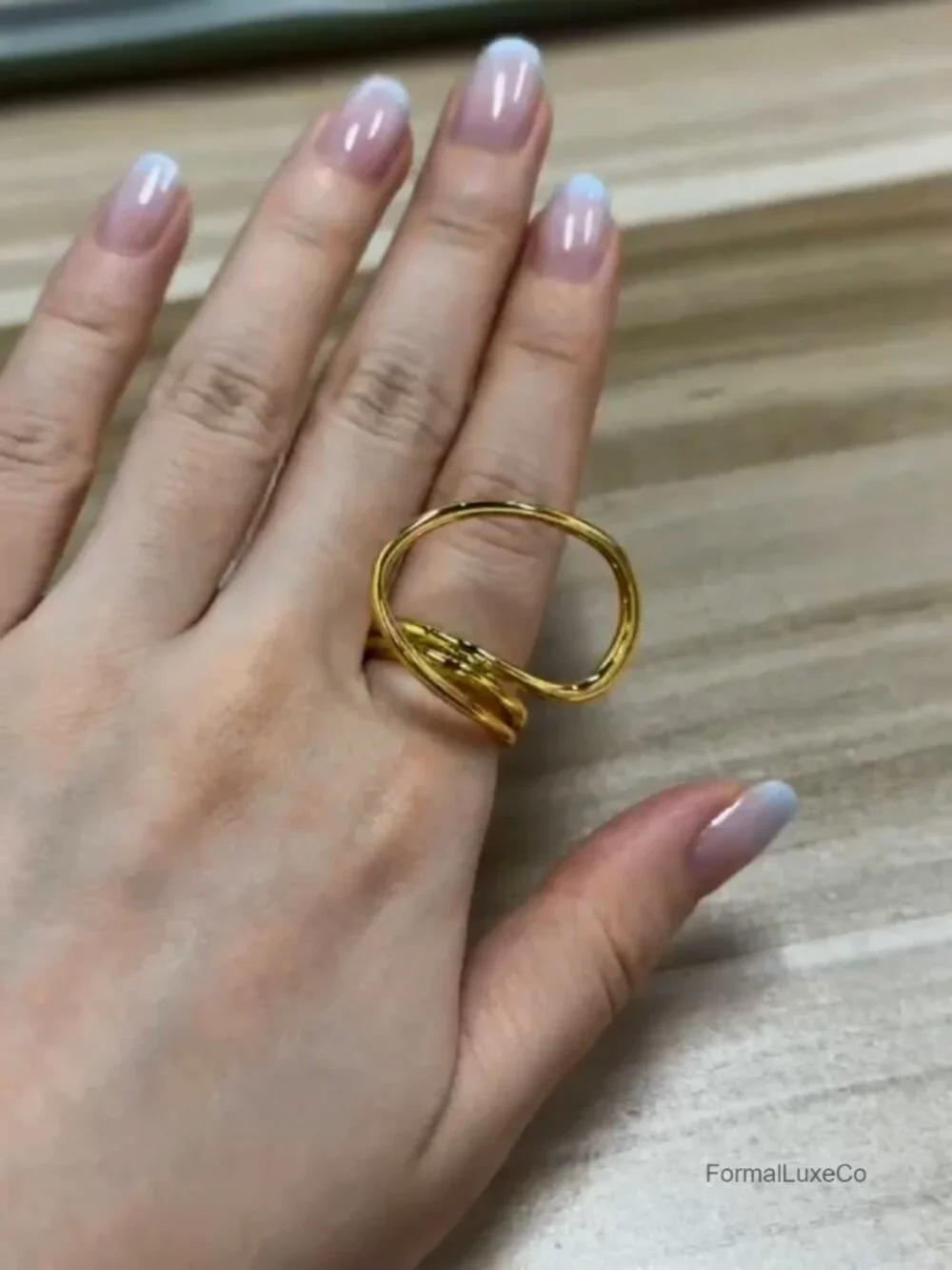 Irregular Statement Ring Open Wrap Band Adjustable Size 7-10 Hypoallergenic